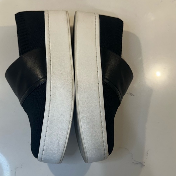 Vince Ward Shoes Black Knit Leather Platform Slip On Sneakers Loafer - Picture 8 of 14
